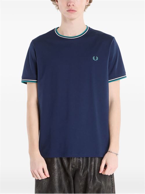 T-shirt uomo manica corta blu/verde FRED PERRY | M158886A